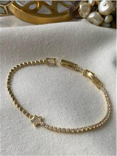 14K Çift Model Zincir Yıldız Detaylı Bileklik