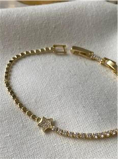 14K Çift Model Zincir Yıldız Detaylı Bileklik