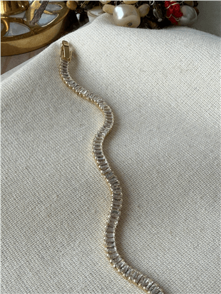 14K Dalgalı Baget Suyolu Bileklik