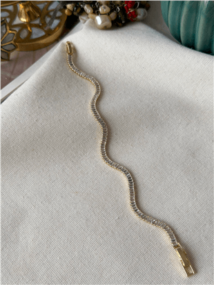 14K Dalgalı Baget Suyolu Bileklik