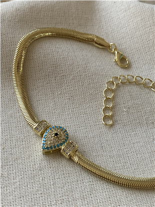 14K Damla Nazar Desen Worm Bileklik