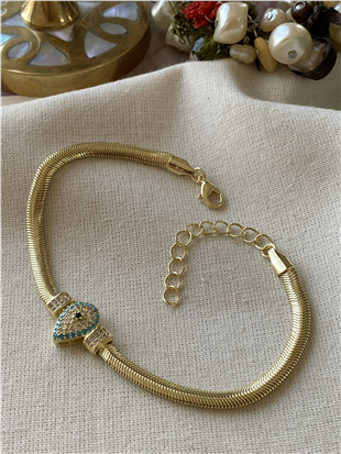 14K Damla Nazar Desen Worm Bileklik