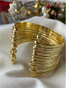 14K Desenli Çoklu Bilezik Görünümlü Kelepçe