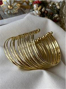 14K Desenli Çoklu Bilezik Görünümlü Kelepçe