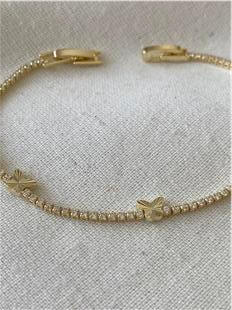 14K Desenli Kelebek Detaylı Suyolu Bileklik