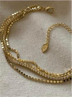 14K Dörtlü Suyolu Detaylı Mini Pul Bileklik