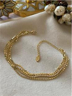 14K Dörtlü Suyolu Detaylı Mini Pul Bileklik