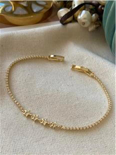 14K Dörtlü Yıldız Detaylı İnce Suyolu Bileklik