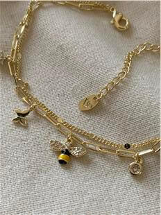 14K İkili Arı Charmlı Bileklik