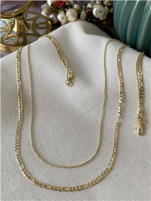 14K İkili Figaro Model Kolye