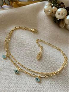 14K İkili Mavi Göz Detaylı Bileklik