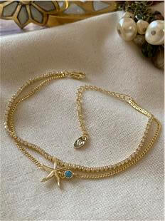 14K İkili Suyolu Detaylı Denizyıldızı Bileklik