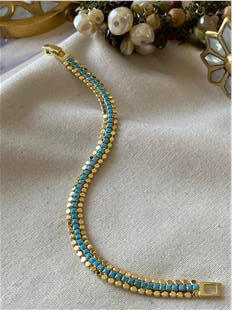 14K Mavi Suyolu Detaylı Mini Pul Bileklik