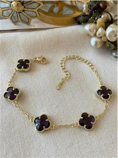 14K Mürdüm Taşlı Cleef Bileklik