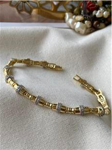 14K Silver Taşlı Silindir Bileklik