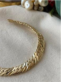 14K Sim Detaylı Yassı Sık Örme Bileklik