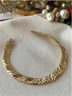 14K Sim Detaylı Yassı Sık Örme Bileklik