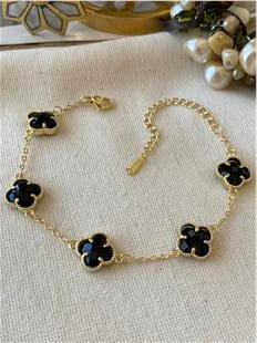 14K Siyah Taşlı Cleef Bileklik