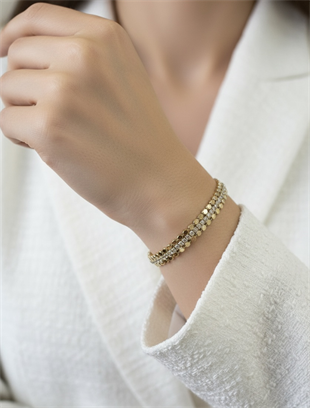 14K Suyolu Detaylı Ezme Bileklik