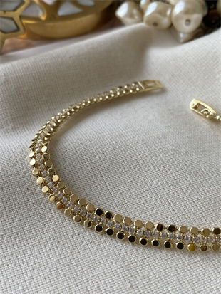 14K Suyolu Detaylı Ezme Bileklik