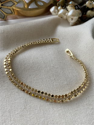 14K Suyolu Detaylı Ezme Bileklik