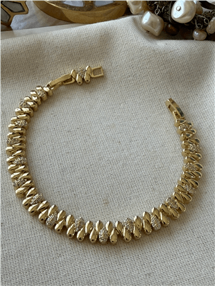 14K Taşlı Damla Model Bileklik