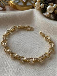 14K Taşlı Geçmeli Halkalar Bileklik