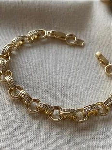 14K Taşlı Geçmeli Halkalar Bileklik