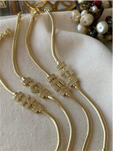 14K Taşlı Harf Bileklik