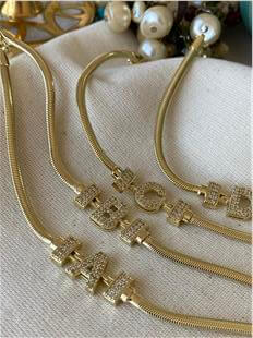 14K Taşlı Harf Bileklik