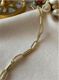 14K Taşlı Oval Halka Bileklik