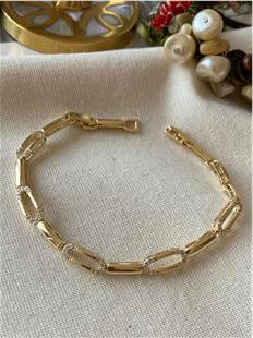 14K Taşlı Oval Halka Bileklik