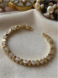14K Taşlı Oval Zen Plaka Bileklik