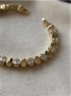 14K Taşlı Oval Zen Plaka Bileklik