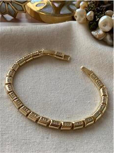 14K Taşlı Plaka Bileklik