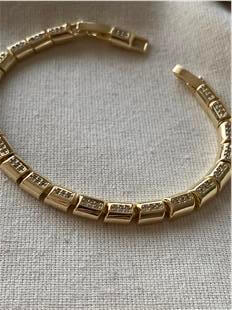 14K Taşlı Plaka Bileklik