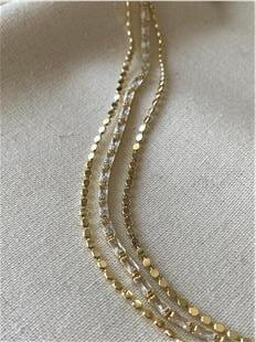 14K Üçlü Ezme Detaylı Taşlı Bileklik