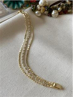 14K Üçlü Ezme Detaylı Taşlı Bileklik