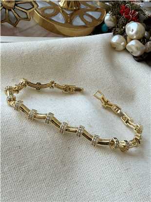 14K Wave Model Bloklu Bileklik