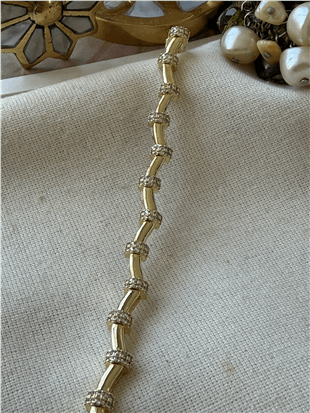 14K Wave Model Bloklu Bileklik