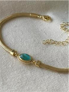 14K Yeşil Taş Detaylı Worm Bileklik