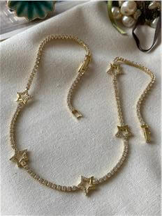 14K Yıldız Detaylı İnce Suyolu Kolye