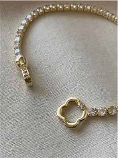 14K Yonca Detaylı Suyolu Bileklik