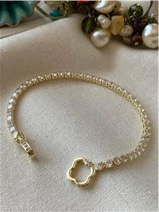 14K Yonca Detaylı Suyolu Bileklik