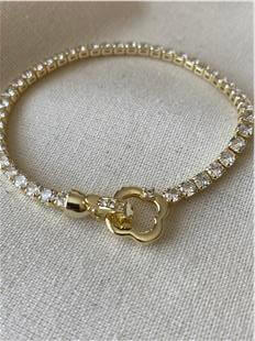 14K Yonca Detaylı Suyolu Bileklik