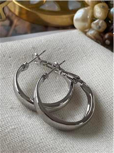 2,5 cm Silver Küt Bombeli Halka Küpe
