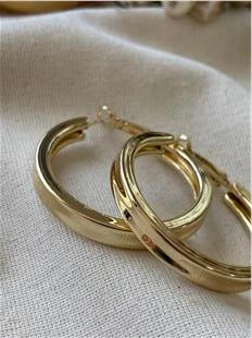 3 cm Gold Küt Halka Küpe