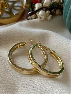 3 cm Gold Küt Halka Küpe