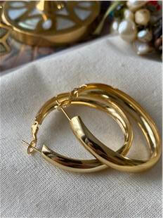 4 cm Gold Bombeli Halka Küpe