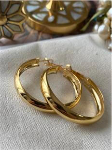 4 cm Gold Bombeli Halka Küpe